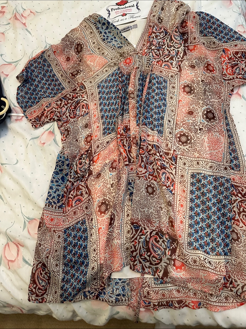bailey blue Multicolor Patchwork Tie-Front Tunic